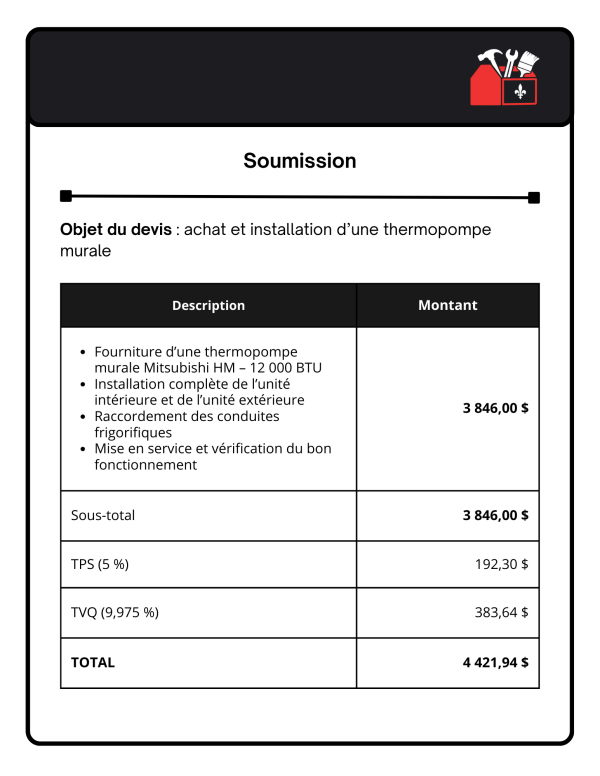 Soumission thermopompe Montréal