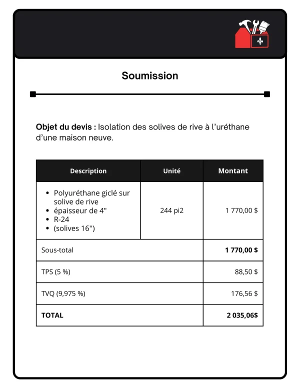 soumission isolation solives de rive maison neuve