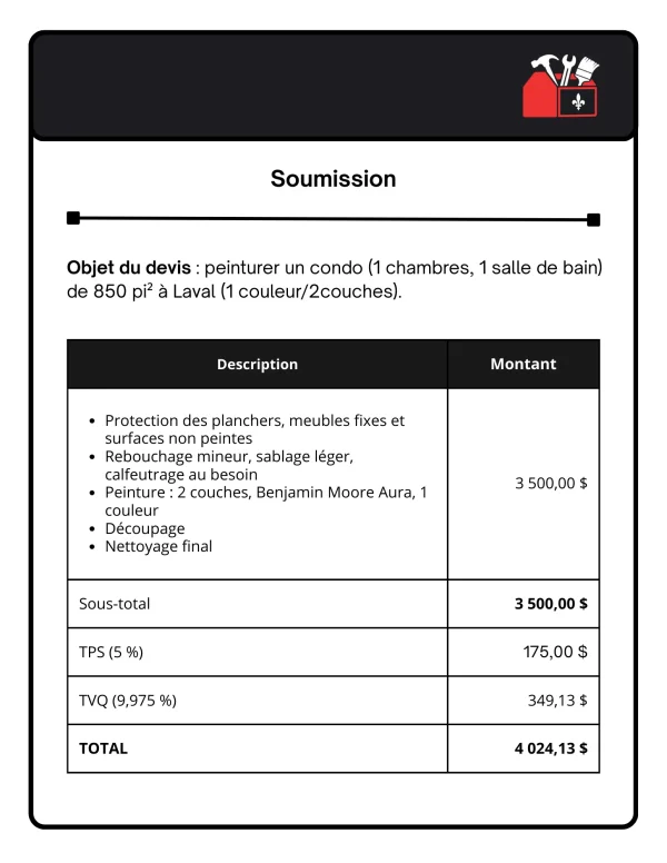 soumission peinture condo laval