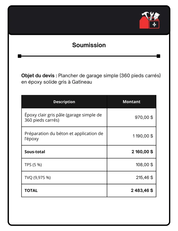 soumission plancher epoxy garage simple gatineau